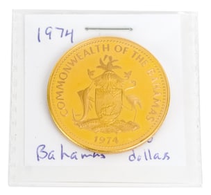 1974 BAHAMAS 100 DOLLAR GOLD COIN.