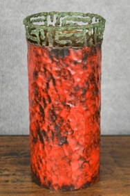 MARCELLO FANTONI ENAMELED COPPER VASE.