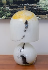VINTAGE CRISTALLERIE LA ROCHERE ART GLASS LAMP.