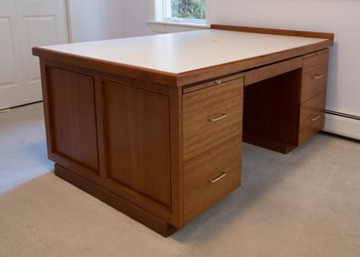 BILL TATE CUSTOM CHERRY PARTNER'S DESK.