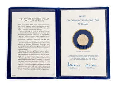 1977 GOLD 100 DOLLAR BELIZEAN PROOF COIN.