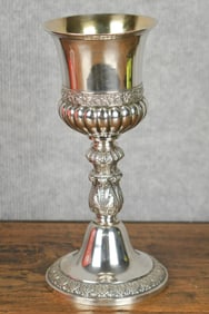 1840 GERMAN SILVER WINE GOBLET.