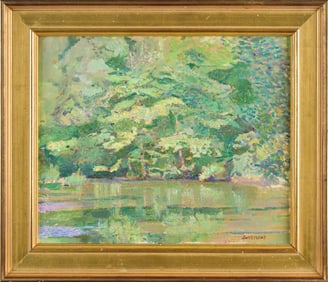 BRIAN SWEETLAND OIL, RIVER LANDSCAPE.