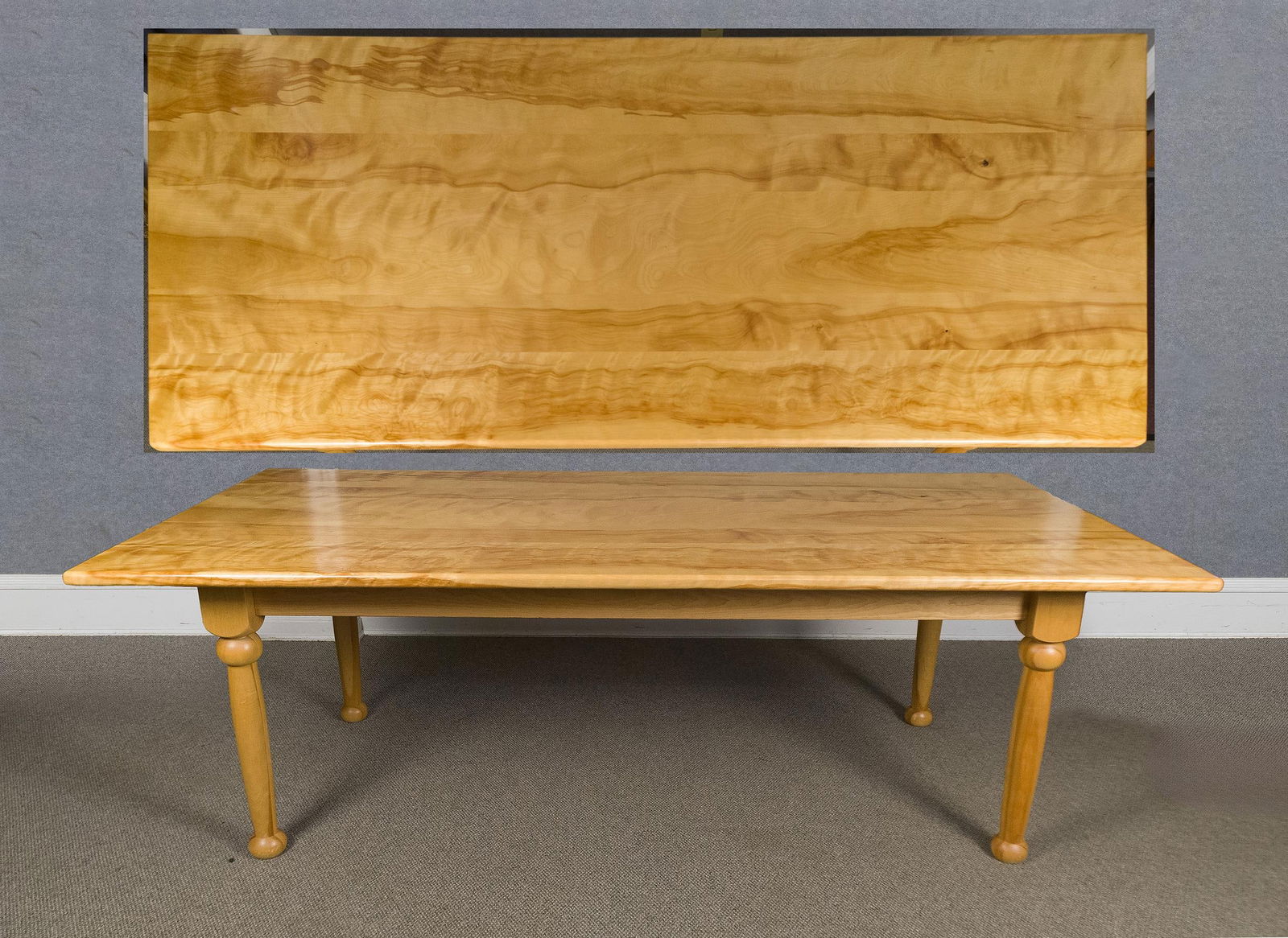 RICHARD STEELE FLAME BIRCH DINING TABLE. (1 of 7)