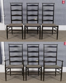 VINTAGE SHAKER STYLE DINING CHAIRS, SET OF 6.
