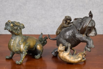 TWO ASIAN FIGURAL BRONZES.