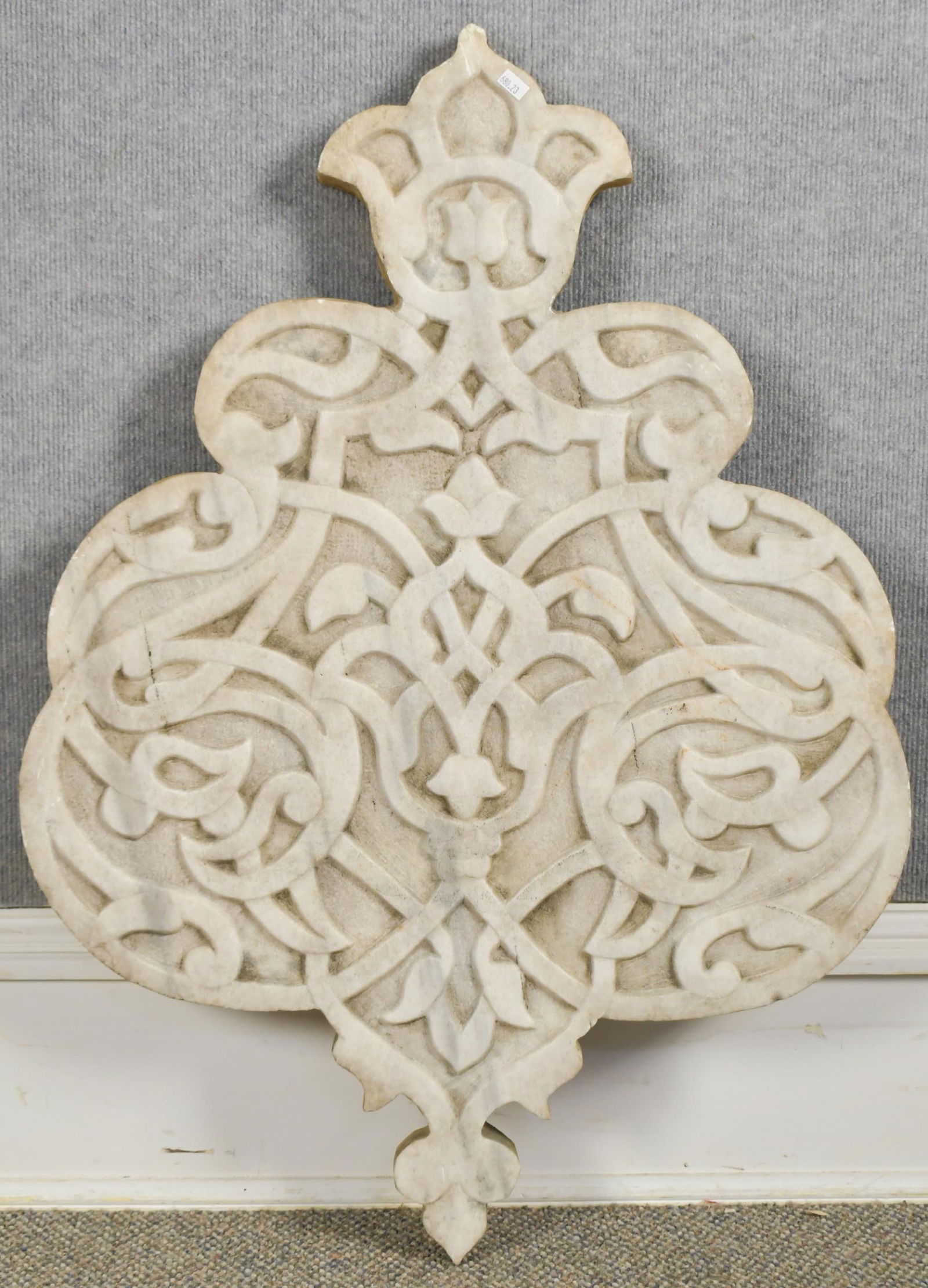 ANTIQUE CARVED MARBLE MEDALLION PLAQUE. (1 of 7)