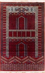 VINTAGE INDIAN BOKARA PRAYER RUG.