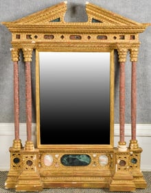 ANTIQUE ITALIAN SPECIMEN MARBLE MIRROR.