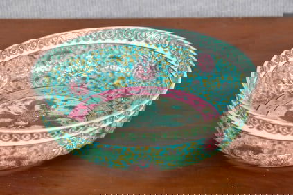 19TH C. CHINESE FAMILLE VERTE DRAGON BOWL.