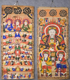 TWO EARLY CHINESE THANGKA SCROLLS.
