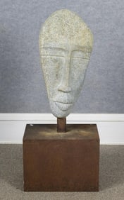 MODERNIST SOAPSTONE BUST PORTRAIT.