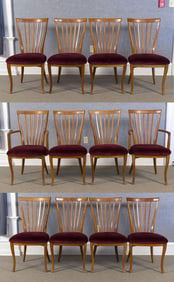 SET OF 12 CHERRY CANADIAN MADE CHERRY DINING CHAIRS.