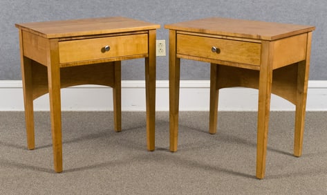 PR. POMPANOOSUC MILLS ONE DRAWER MAPLE BEDSIDE STANDS