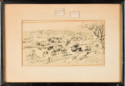 GEORGE INNES INK DRAWING, LANDSCAPE.