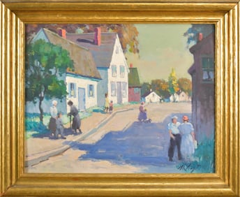 20TH C. OIL, STREET SCENE.