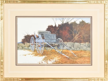NEIL DREVITSON WATERCOLOR, BLUE WAGON.