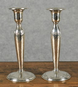 PAIR GORHAM WEIGHTED STERLING CANDLESTICKS.