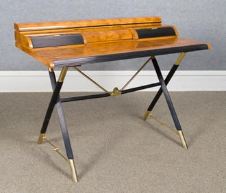GOOD BURL WOOD ART DECO STYLE DESK.