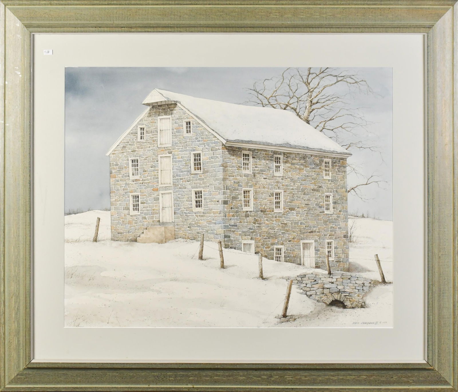 DAN CAMPANELLI WATERCOLOR, SNOW ON WIDOWS MILL. (1 of 11)