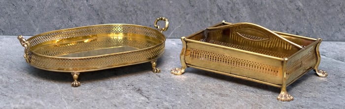 RARE GEORGIAN BRASS TRAY WITH ANOTHER TRAY.