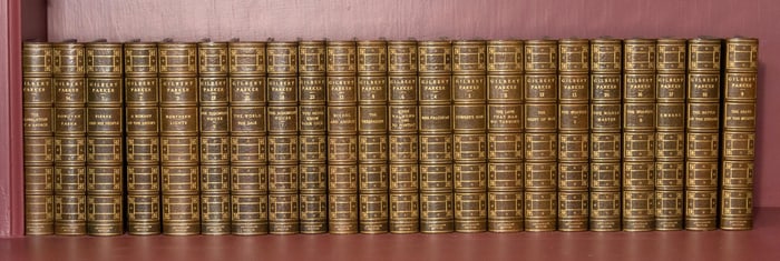 GILBERT PARKER LEATHER BOUND BOOKS, 22 VOL.