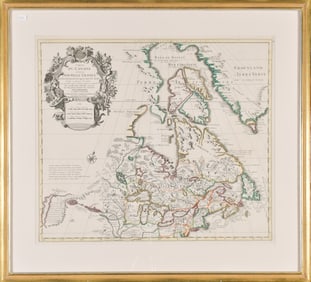 18TH C. HAND COLORED MAP, CARTE DU CANADA.