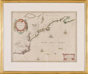 ANTIQUE MAP, NOVA ANGLIA NOVUM BELGIUM ET VIRGINIA.