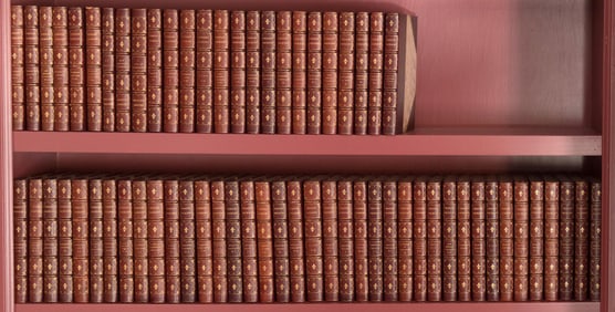 ANTIQUE LEATHER BOUND THE WORKS OF CHARLES DICKENS.