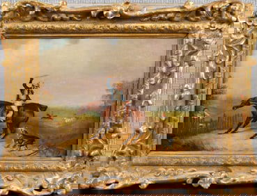 19TH C. OIL ON CANVAS, HUNT SCENE.