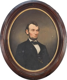 ANTIQUE OIL PORTRAIT ABRAHAM LINCOLN.