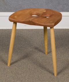 OWL FURNITURE CHERRY AND ASH STOOL.