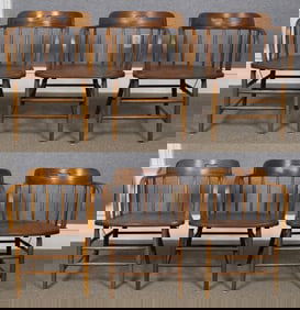 SET OF SIX VT FIREHOUSE CHAIRS.
