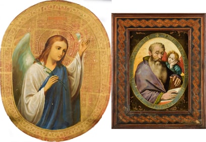 TWO ANTIQUE ICONS.