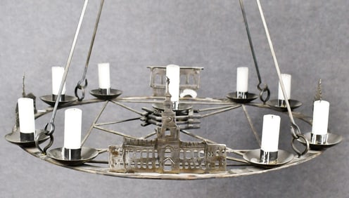 DIMITRI GERAKARAS METAL CHANDELIER, DARTMOUTH.