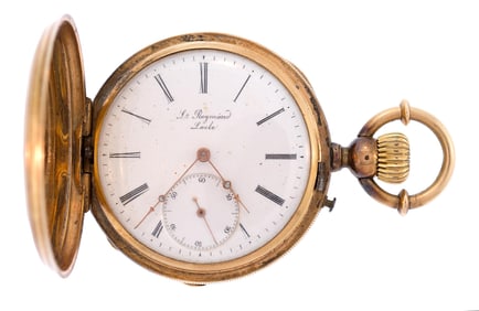 ANTIQUE 14K GOLD REYMOND LOCLE POCKET WATCH.