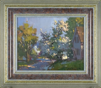 JOHN C. TRAYNOR OIL, VILLAGE SCENE.
