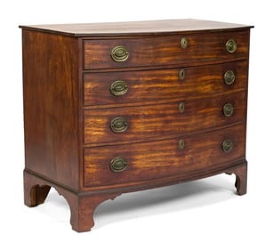 18TH C. PORTSMOUTH NH CHIPPENDALE BOW FRONT CHEST.