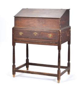 18TH C. PA WALNUT DESK ON FRAME.
