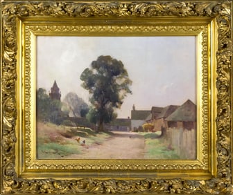 ROBERT RUSSELL MACNEE OIL, FARM VILLAGE.
