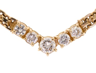 14K GOLD CHEVRON STYLE 1.0 CT. TW. DIAMOND NECKLACE.