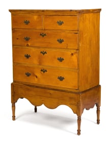 18TH C. NEW ENGLAND CHEST ON FRAME.