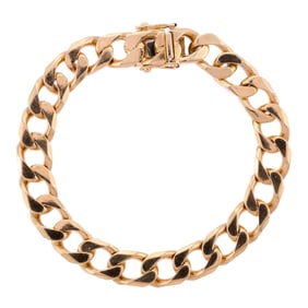 14K YELLOW GOLD CUBAN LINK BRACELET.