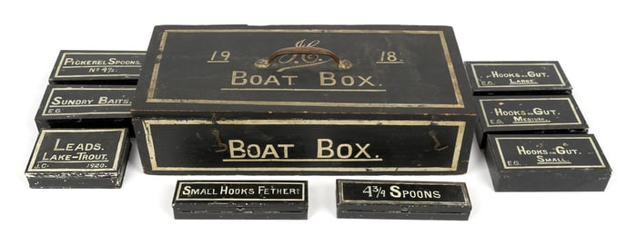 1918 PAINT DECORATED BOAT BOX.