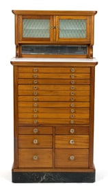 ANTIQUE MAHOGANY DENTAL CABINET.