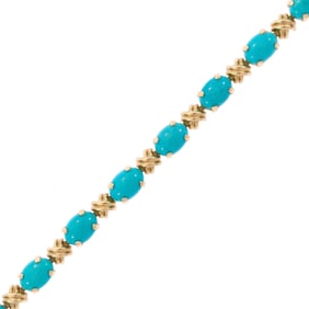 14K GOLD AND TURQUOISE BRACELET.