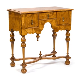 BENCH MADE TIGER MAPLE WILLIAM & MARY STYLE LOWBOY.