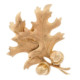 14K GOLD OAK LEAF & ACORN PIN.