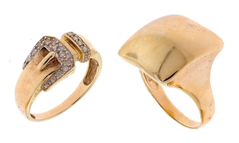 TWO 14K GOLD RINGS.