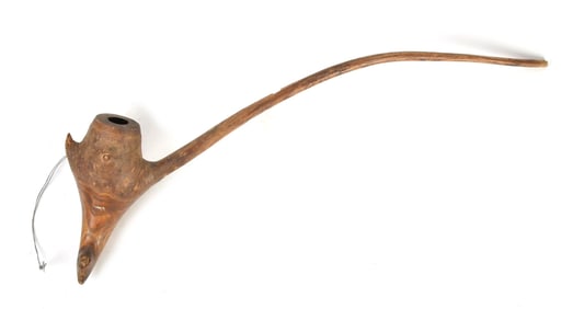 ANTIQUE NATIVE AMERICAN ROOT WOOD PIPE.